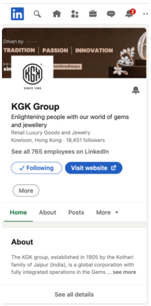 linkdin presence kgk group