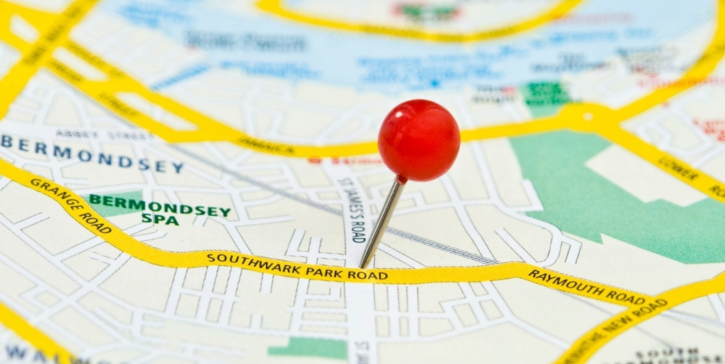 image of google maps with location signs